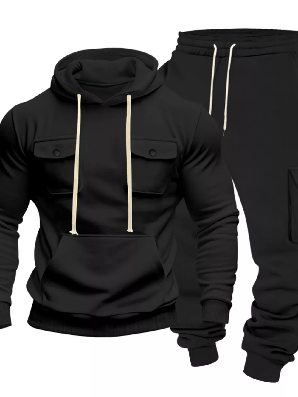 Men's Full Size Kangaroo Pocket Hoodie and Sweatpants Two-Piece Set Plus Size, image 11