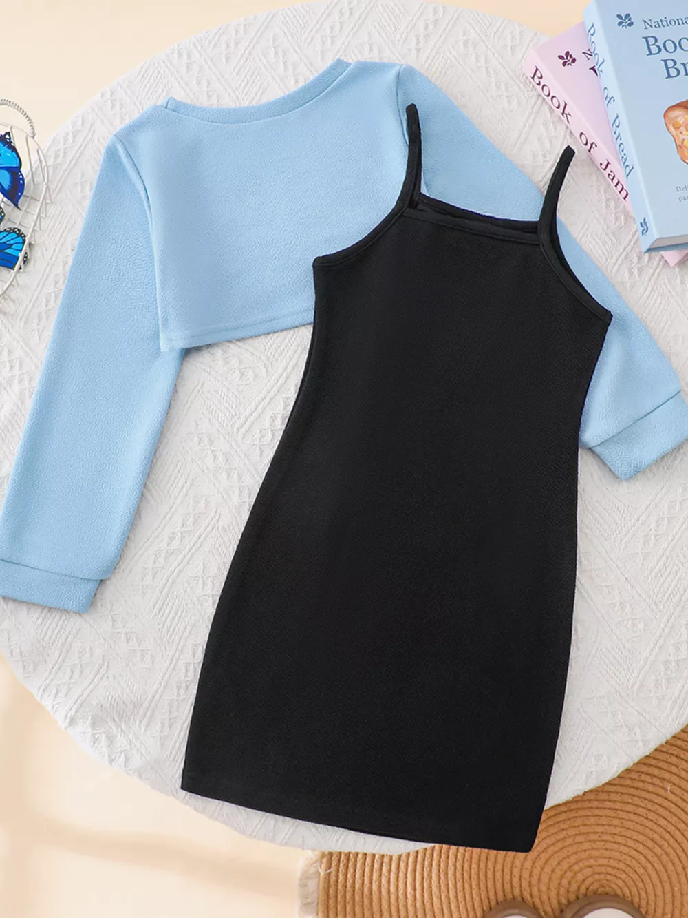 Children's Butterfly Long Sleeve Casual Dress Set, image 3