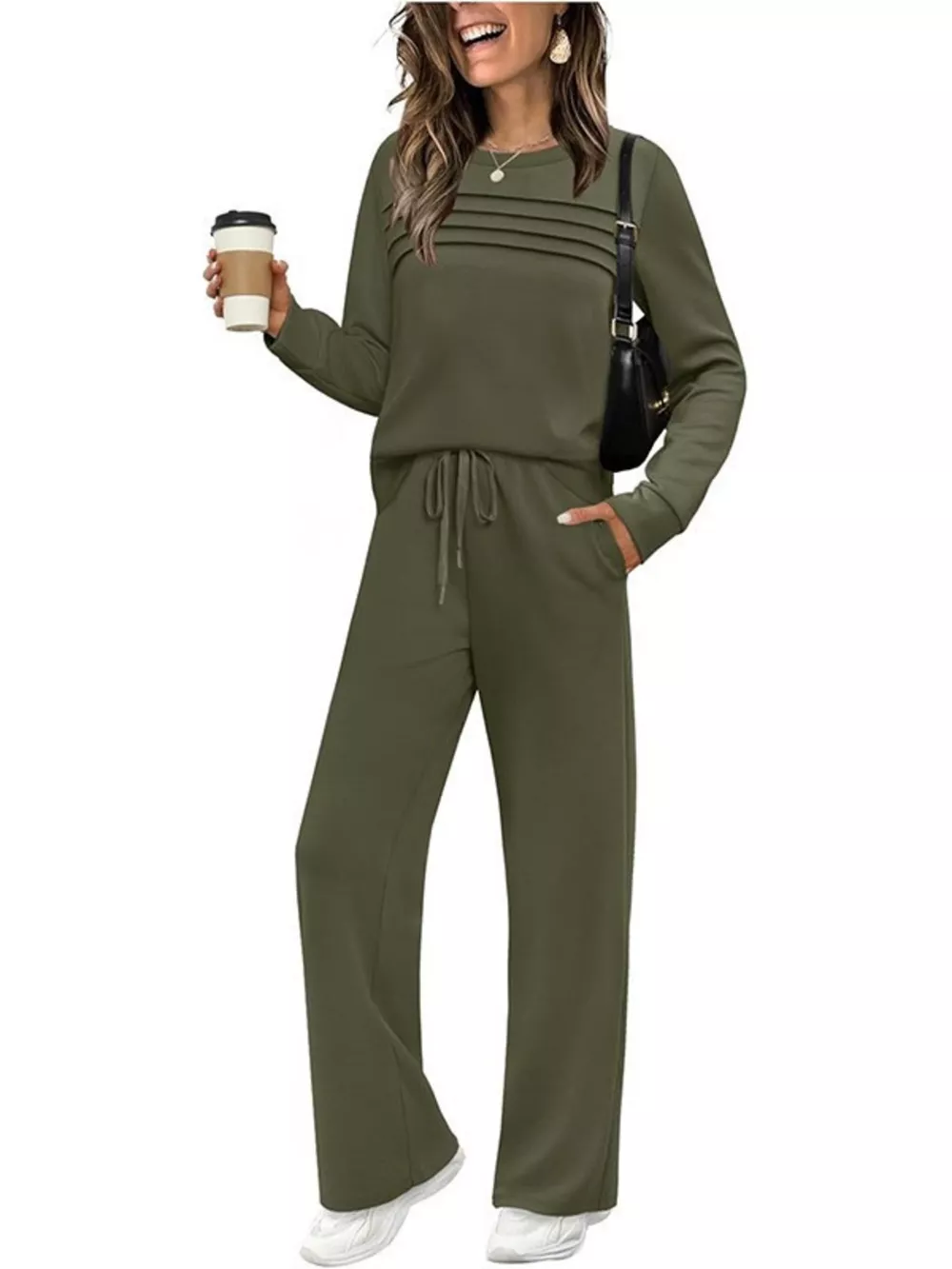 Full Size Long Sleeve Round Neck Top and Pants Set Plus Size, image 19