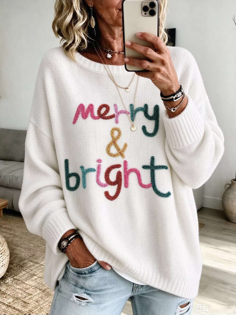 Merry & Bright Dropped Shoulder Sweater, image 2