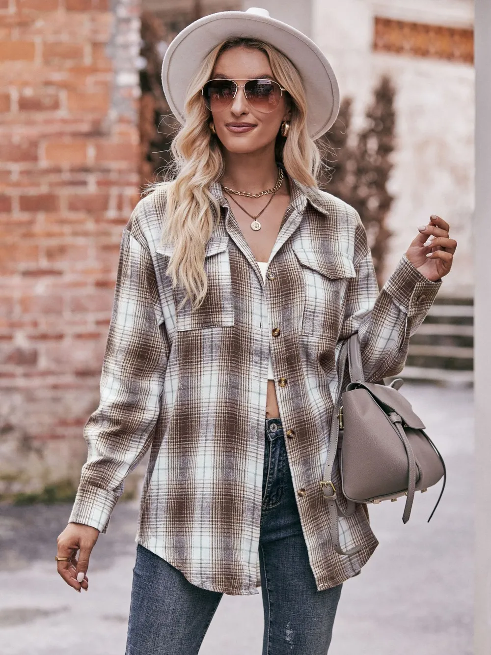 Plaid Button-Down Long Sleeve Shirt, image 17