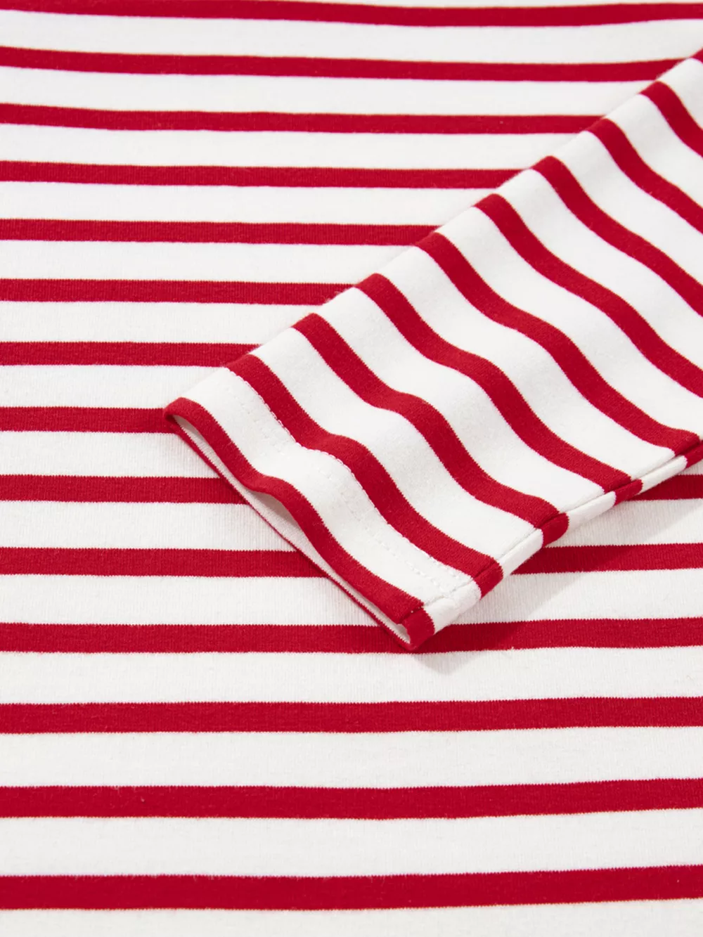 Stripe Round Neck Ruffle Trim Long Sleeve Top, image 3