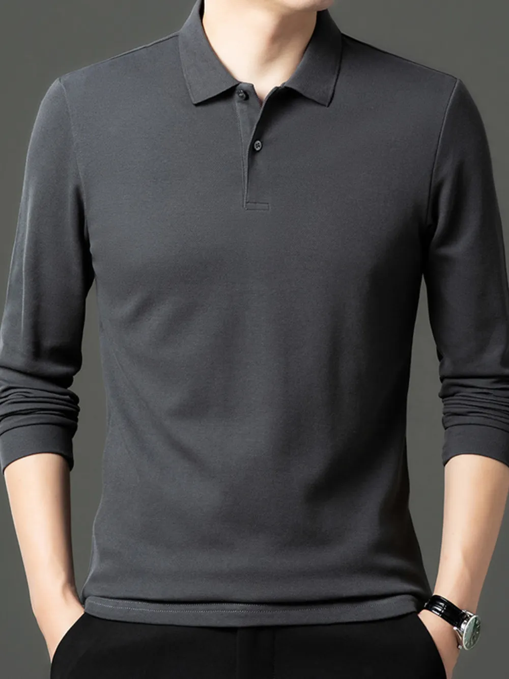 Men's Plus Size Button Detail Short Sleeve Polo, image 4