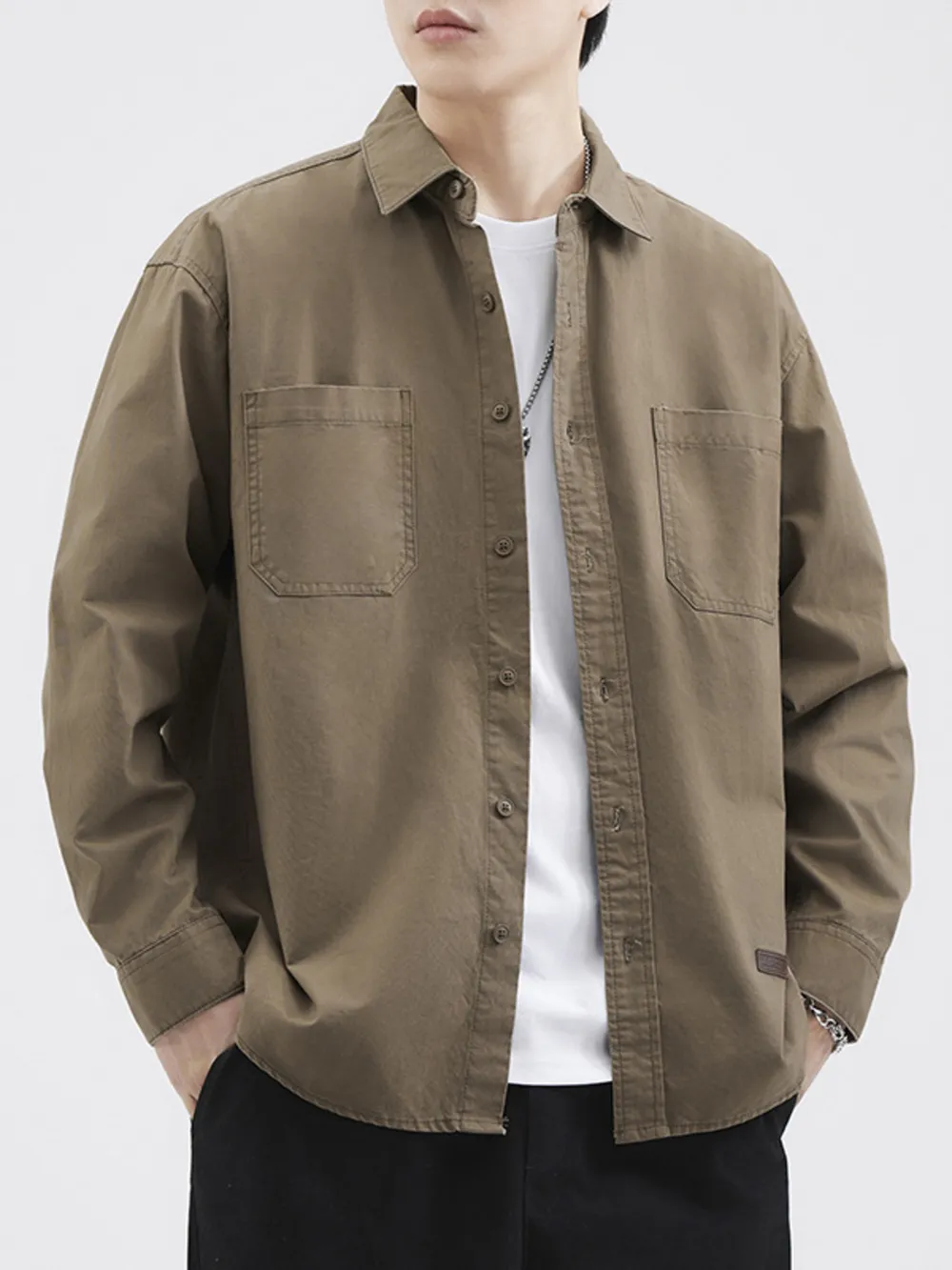 Men's Plus Size Button Up Long Sleeve Shirt, image 2