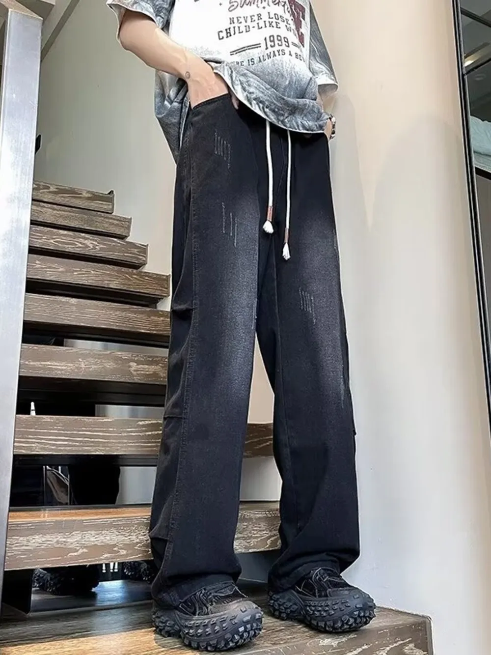 Men's Plus Size Wide Leg Jeans, image 3