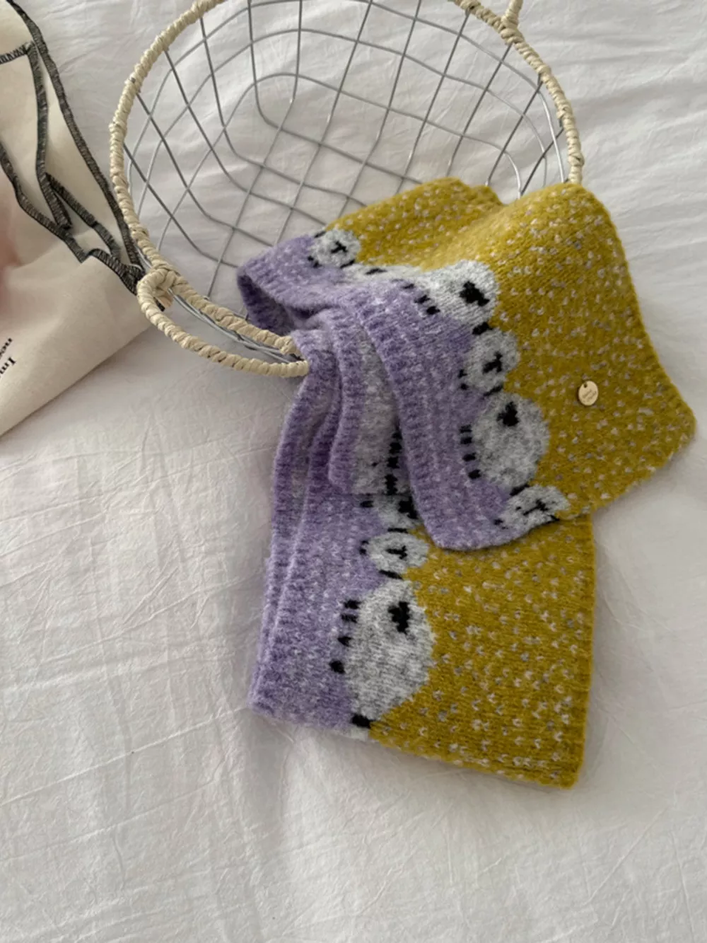 Sheep Pattern Knitted Scarf, image 10