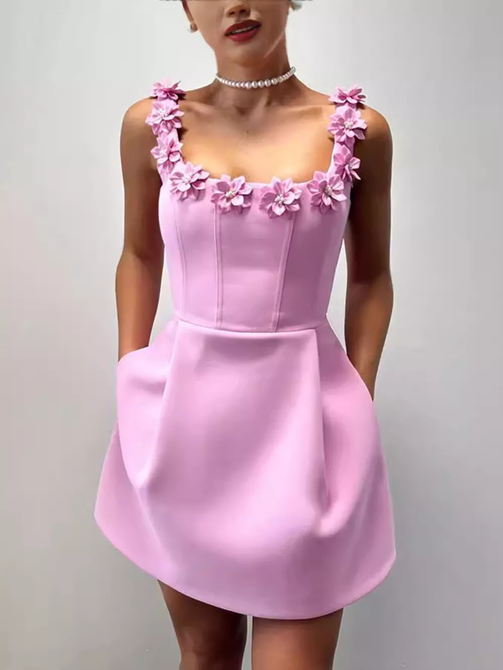 Floral Sleeveless Mini Dress with Pockets, image 13