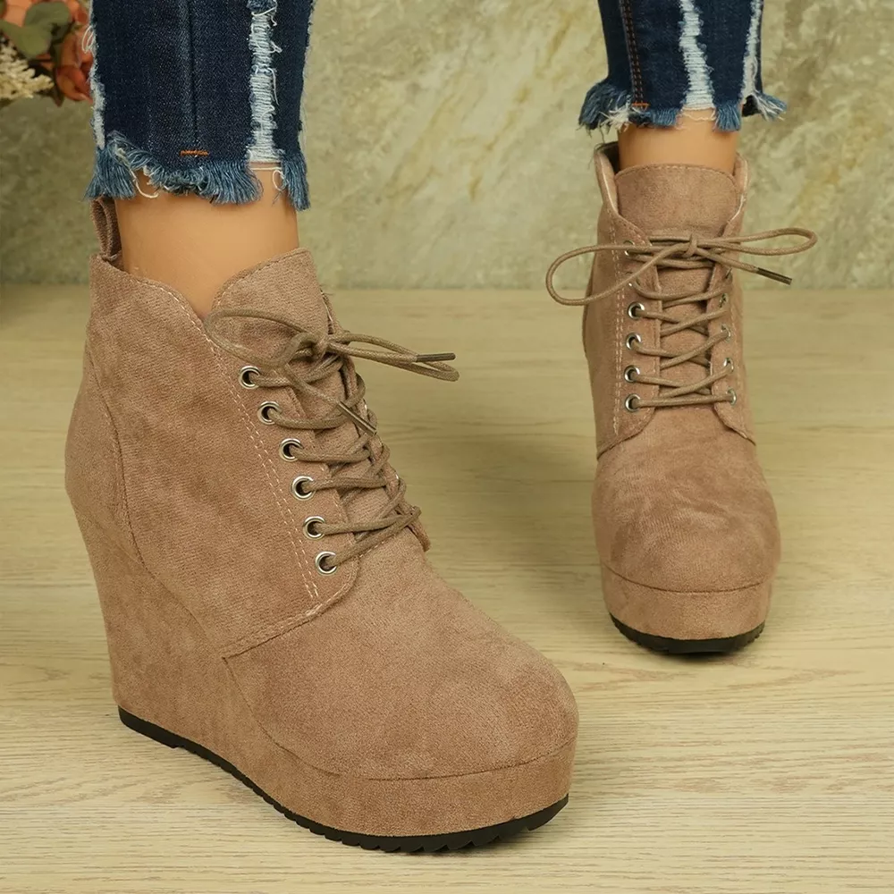 Lace-Up Wedge Ankle Boots, image 2