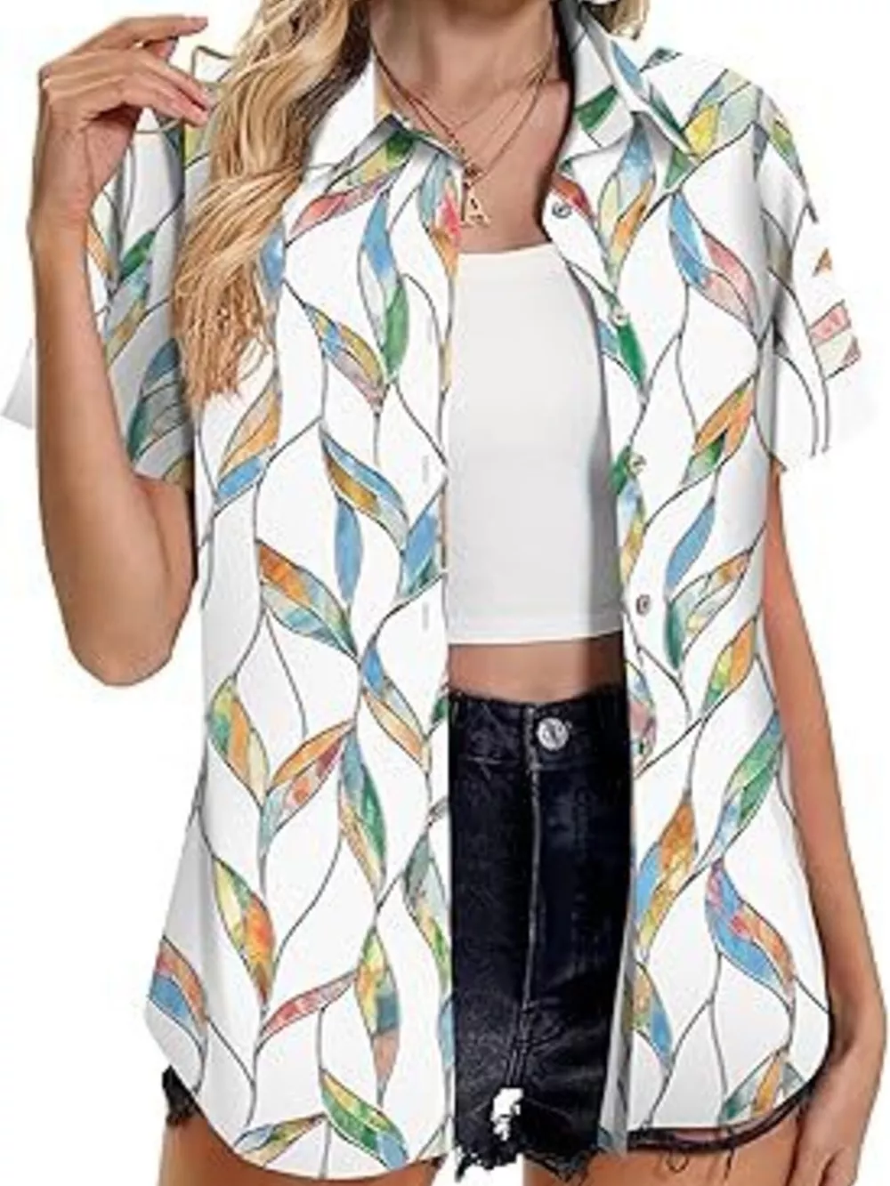 Plant Print Short Sleeve Shirt, image 16
