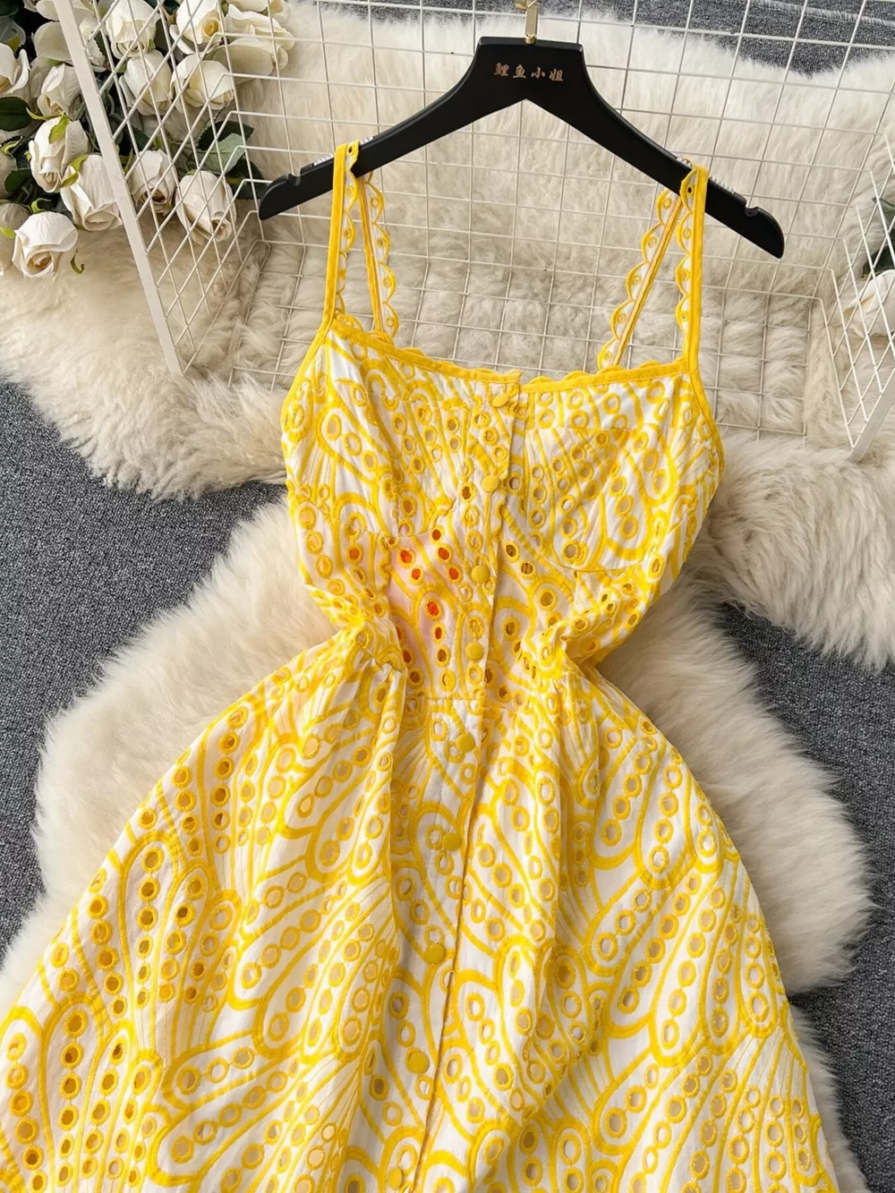 Eyelet Embroidered Tiered Cami Dress, image 3