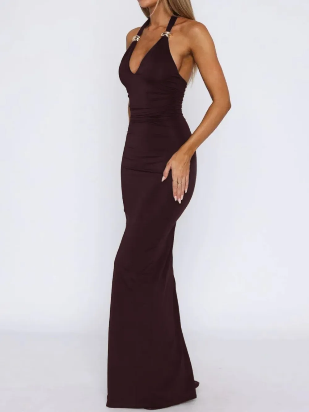 Slit Back Halter Neck Maxi Dress, image 2