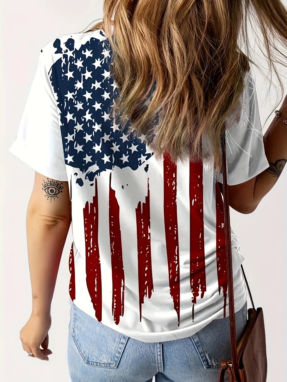 American Flag V-Neck Short Sleeve T-Shirt, image 2