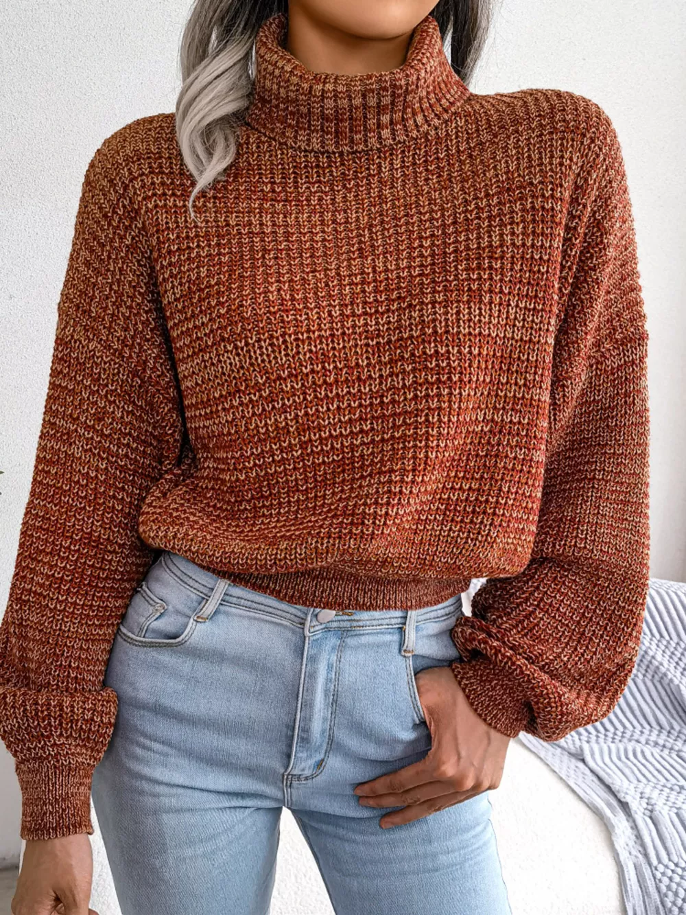 Turtleneck Dropped Shoulder Sweater, image 21