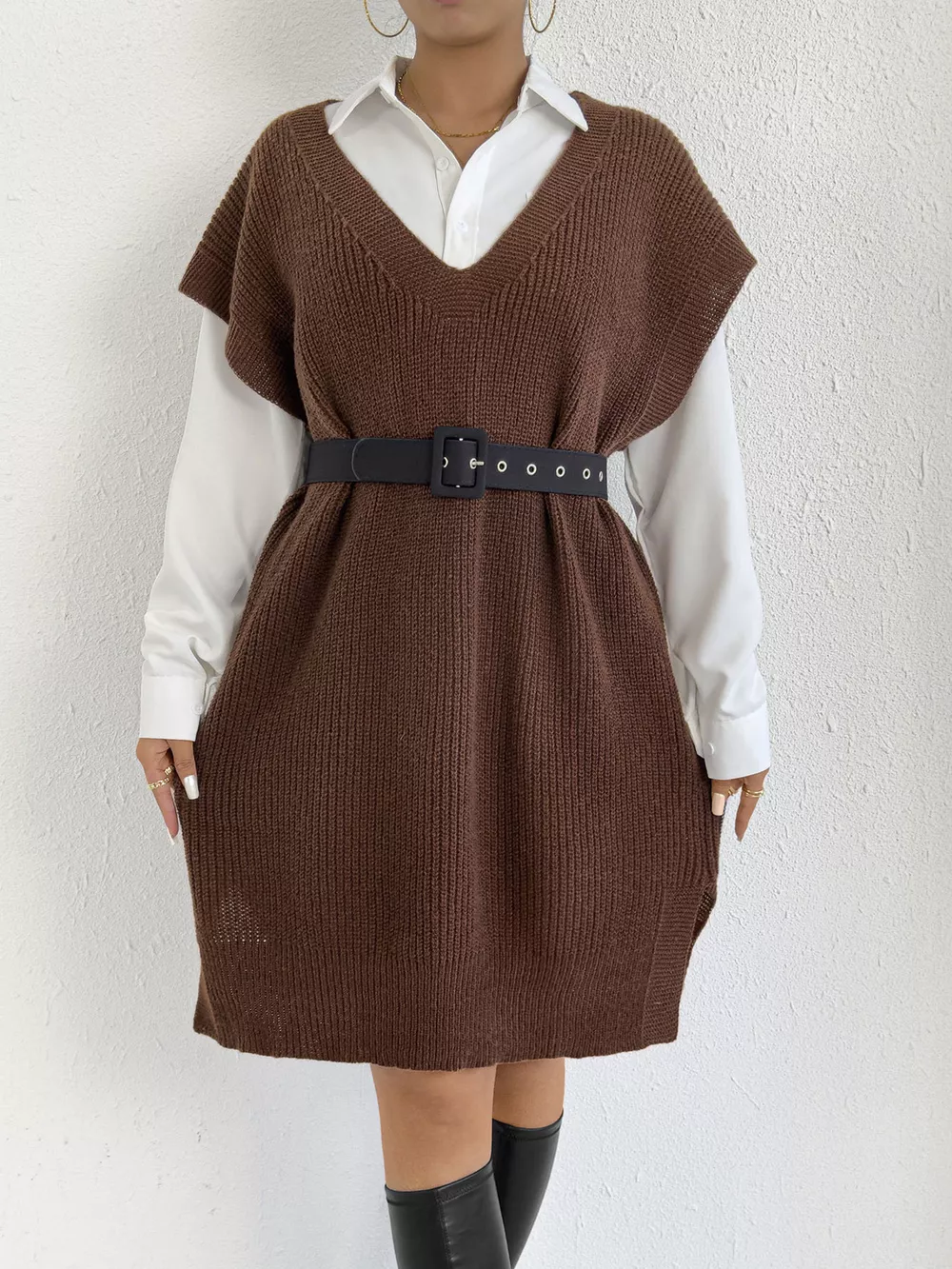 Oversized V-Neck Sweater Vest, image 10
