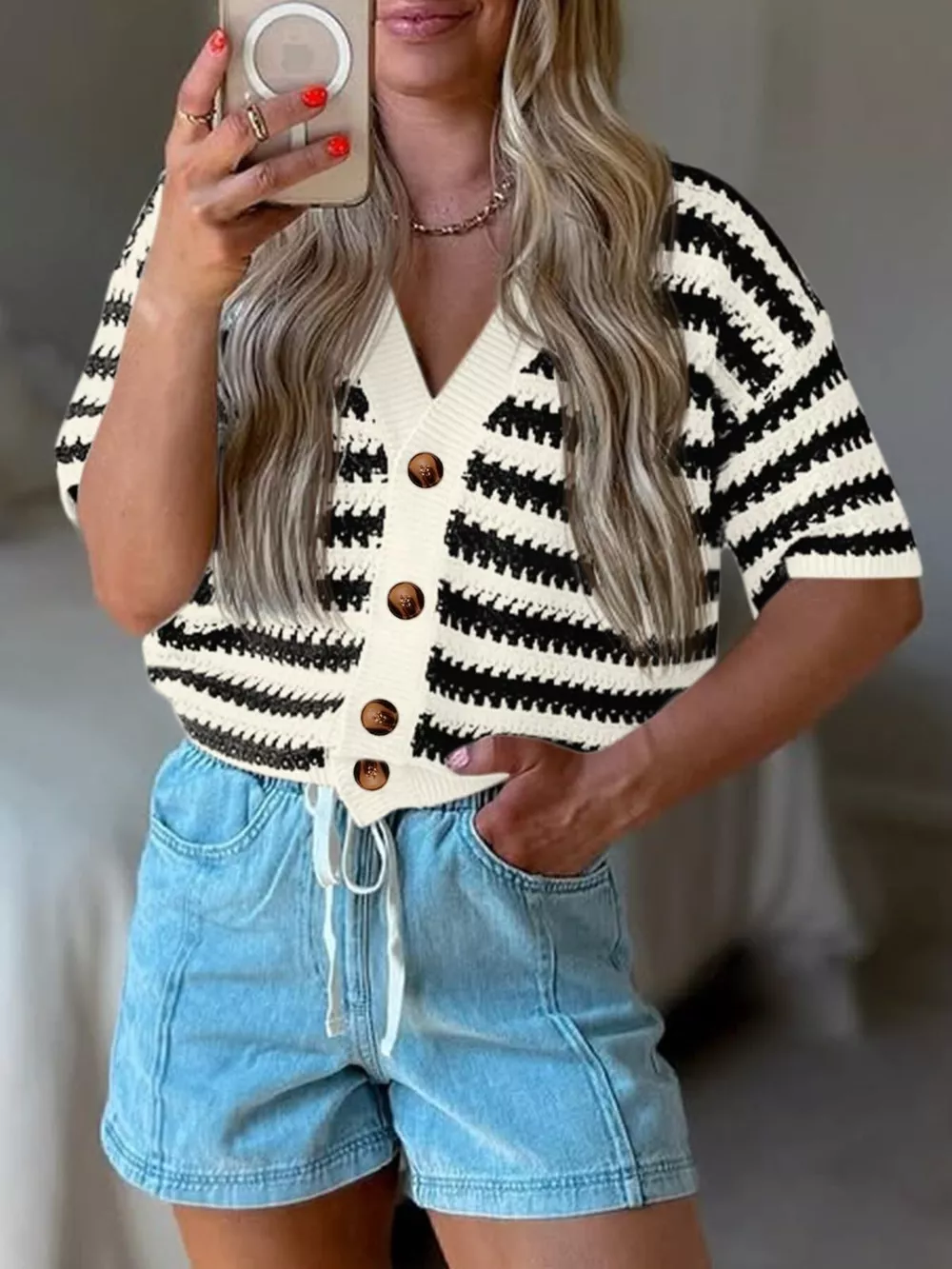 Striped Button Up Cardigan, image 12