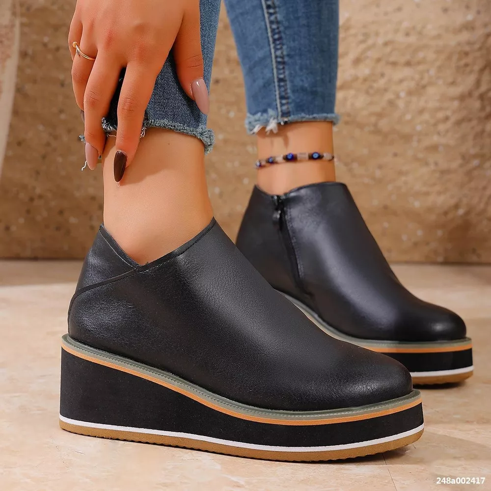 Wedge Ankle Boots with Zipper, image 2