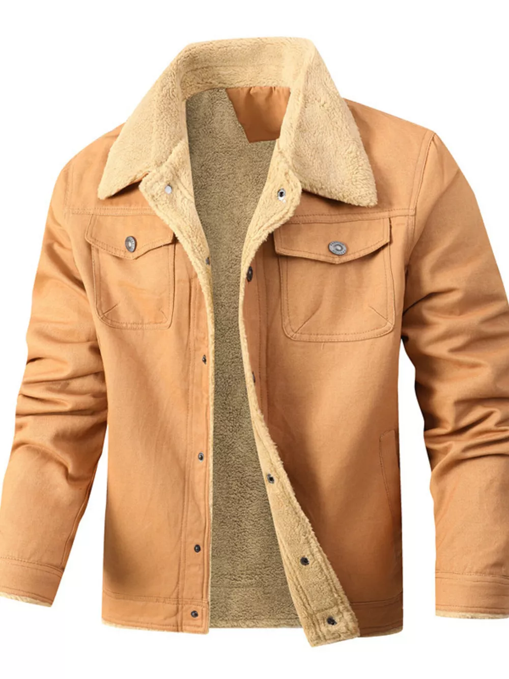 Men's Full Size Sherpa Lined Snap Down Jacket Plus Size, image 4