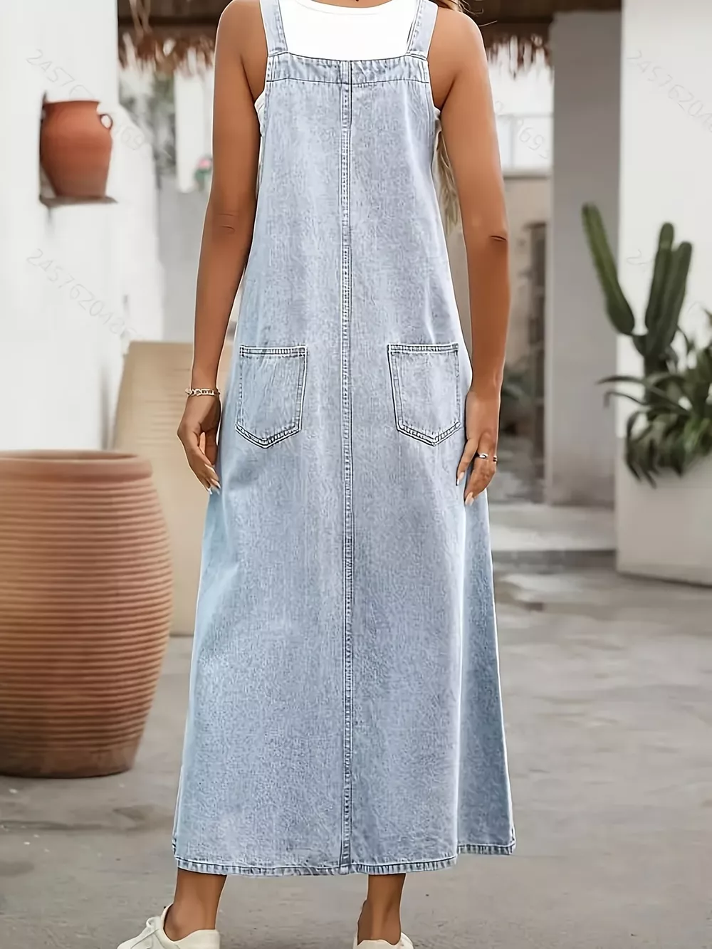 Adjustable Shoulder Straps Denim Overall Dress, image 3