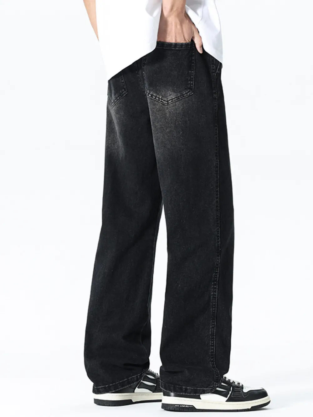 Men's Plus Size Drawstring Wide Leg Jeans, image 5