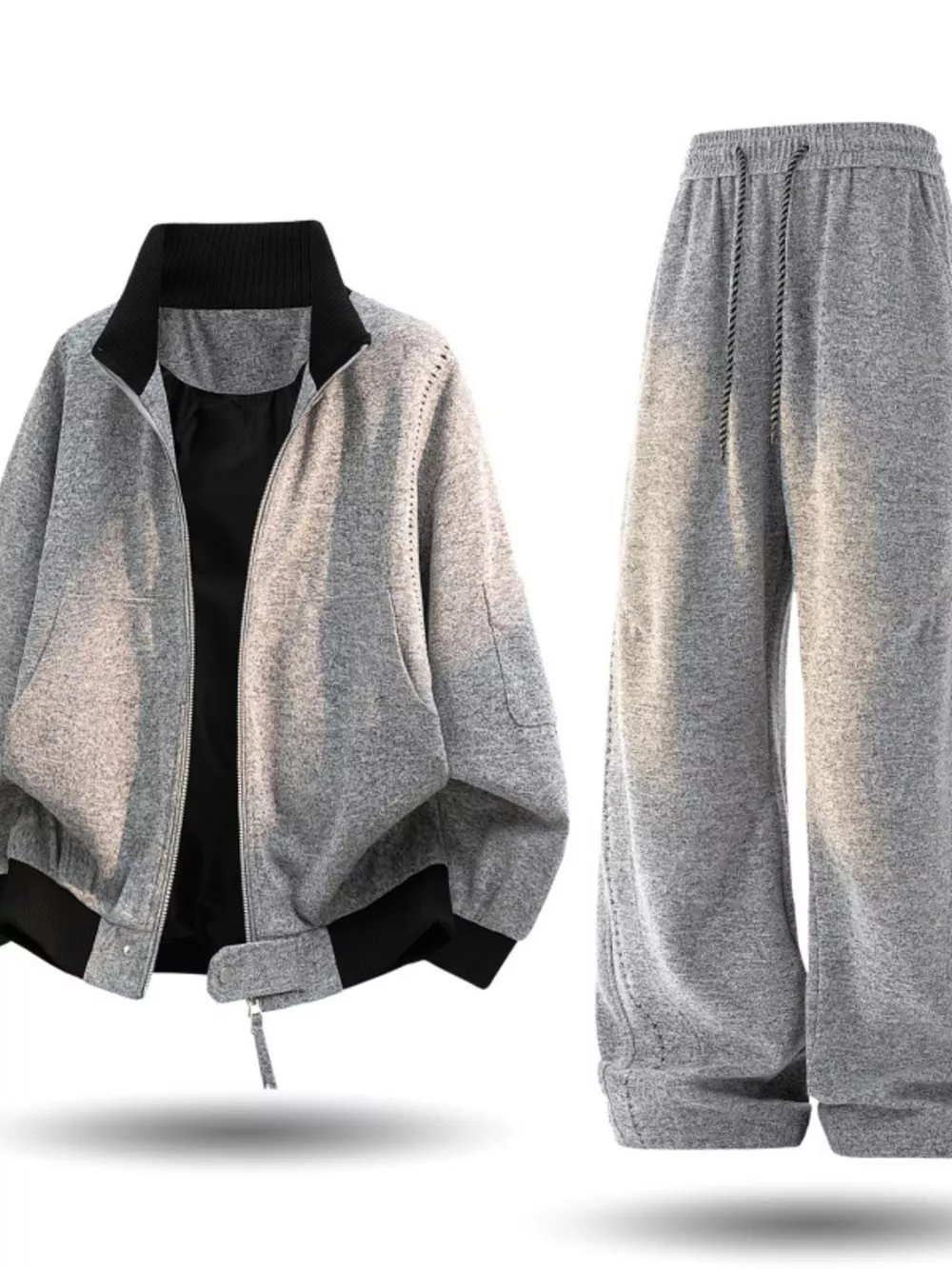 Men's Plus Size Thick Jacket and Pants Tracksuit Set, image 3