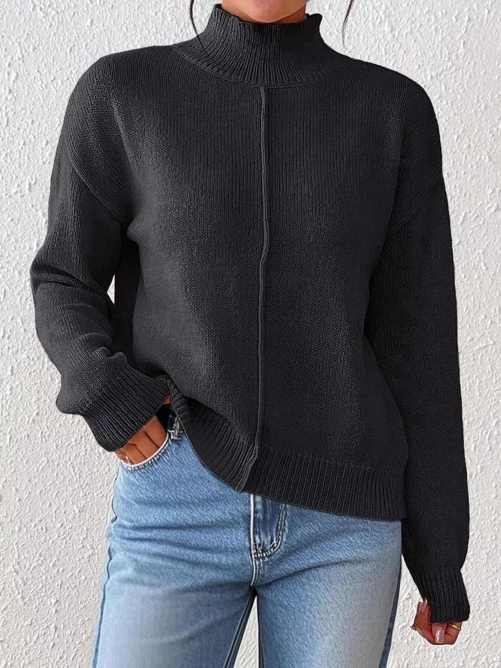 Turtleneck Dropped Shoulder Sweater, image 3