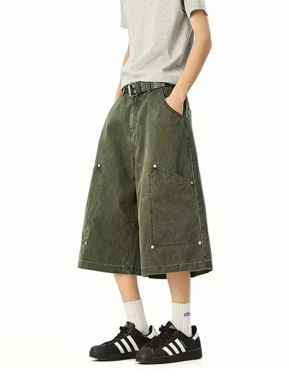 Men's Full Size Wide Leg Cropped Shorts Plus Size, image 6
