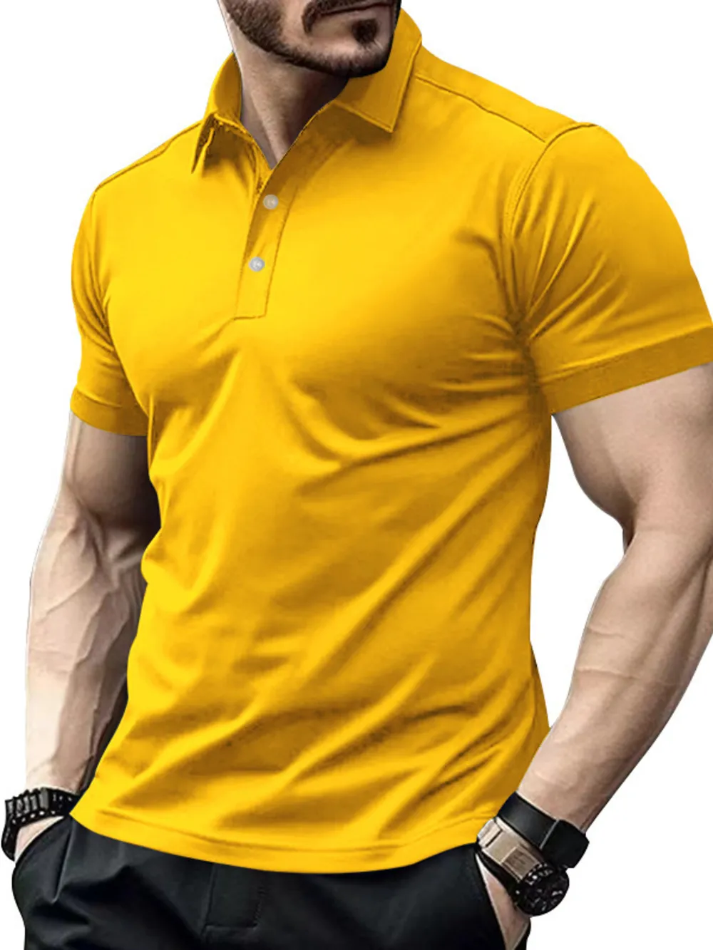 Men's Full Size Button Detail Short Sleeve Polo Plus Size, image 10