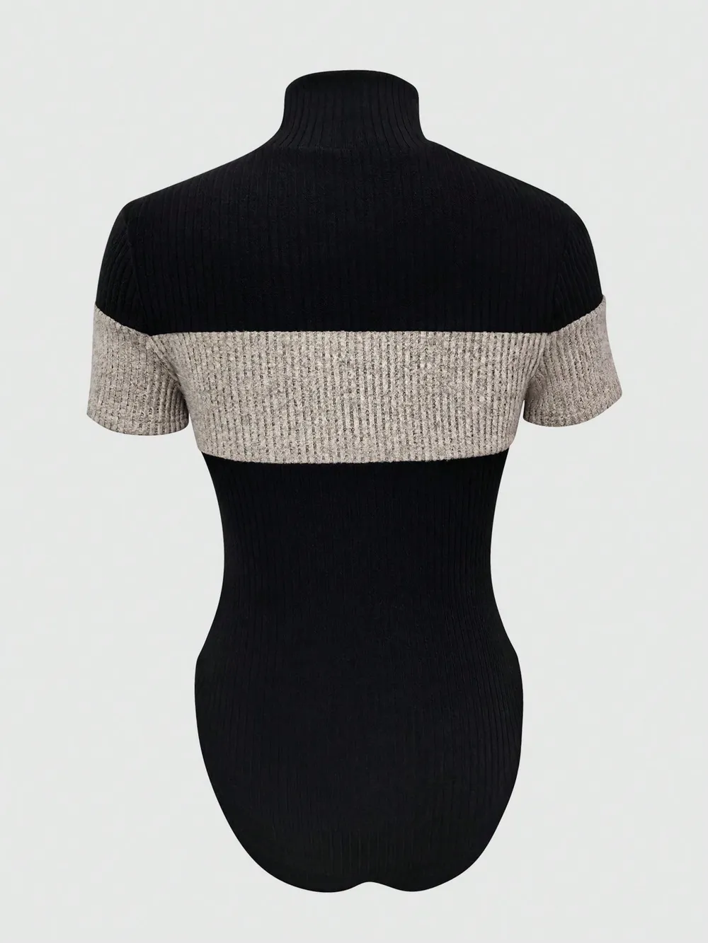 Color Block Turtleneck Ribbed Bodysuit, image 2
