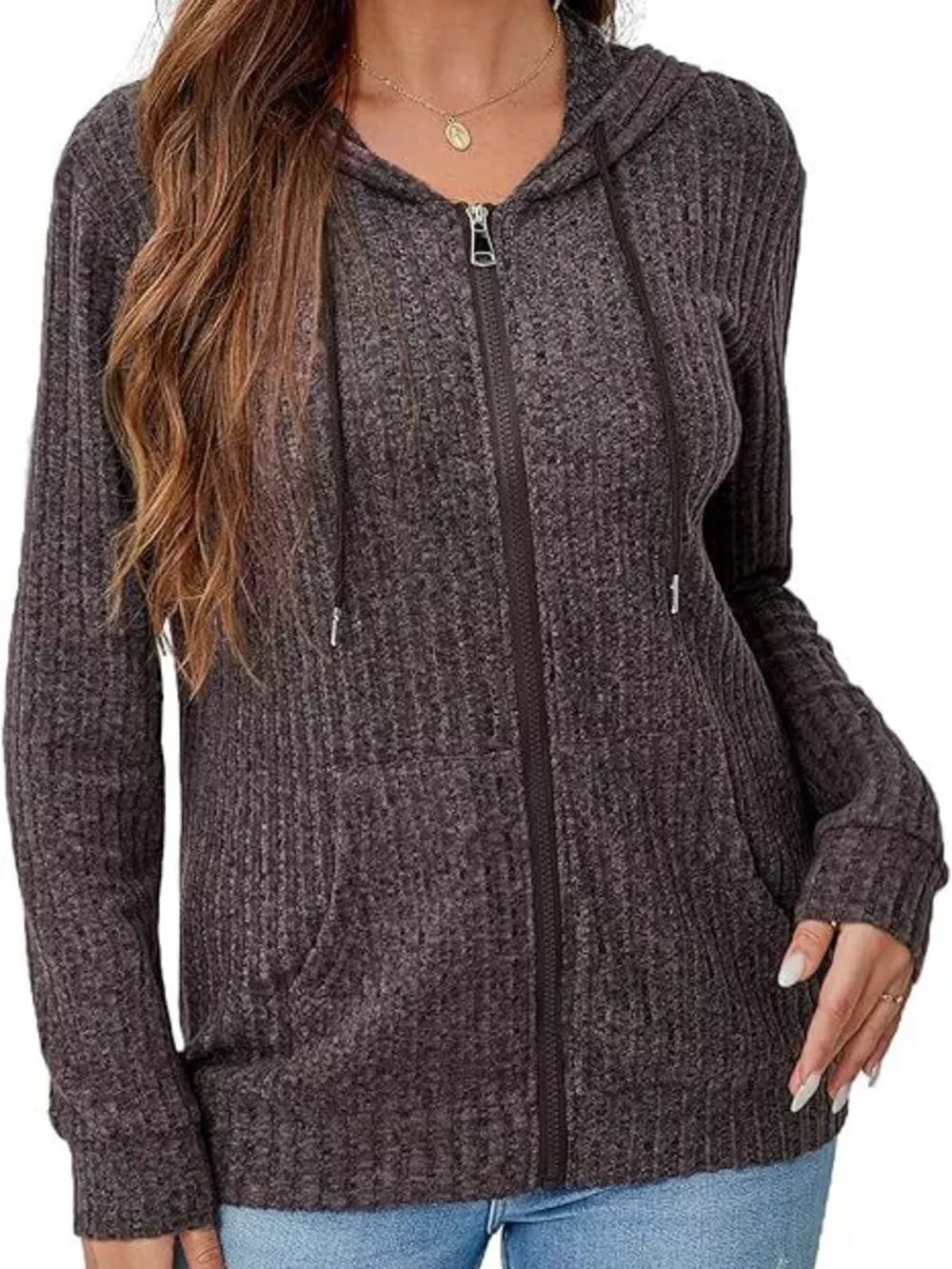Ribbed Zip Up Hooded Outerwear, image 11
