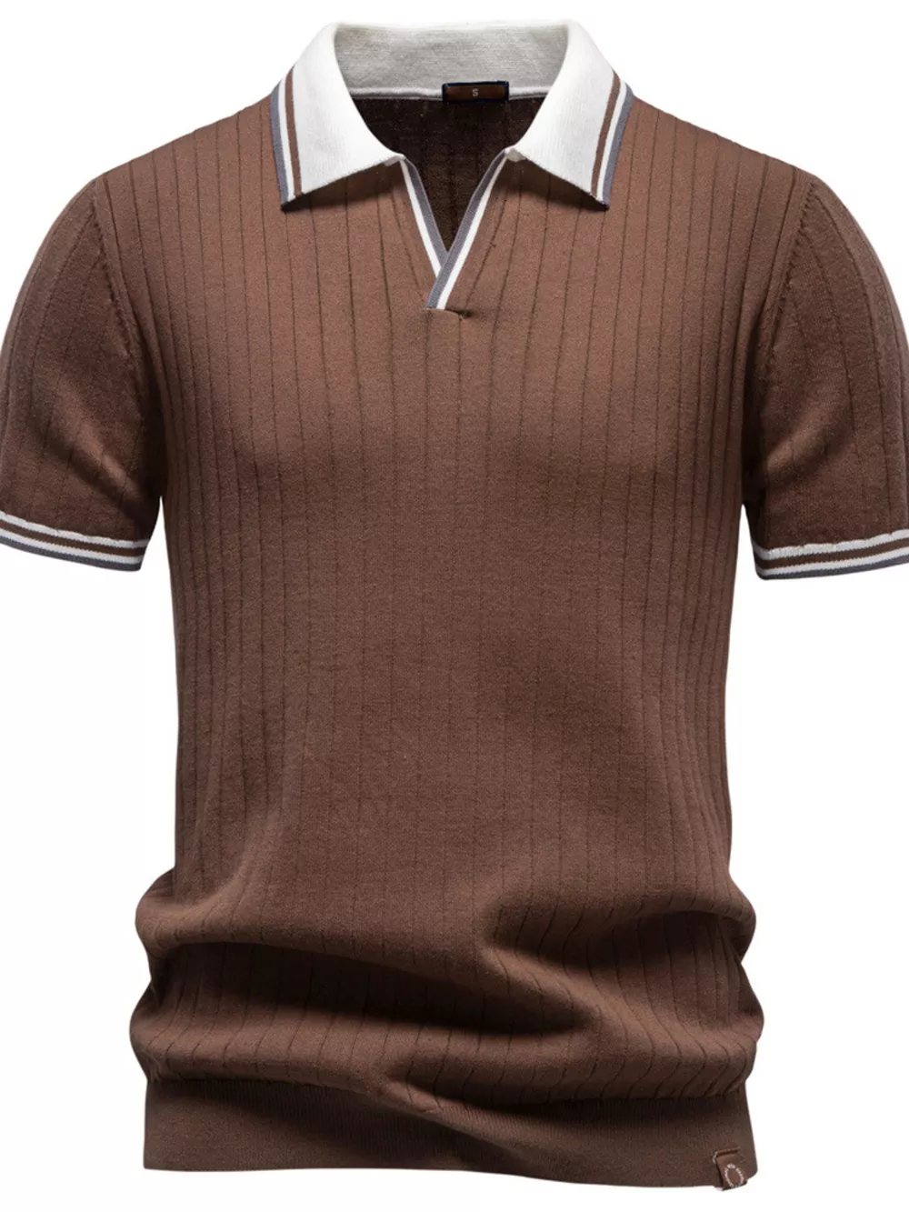 Men's Classic Ribbed Knit Short Sleeve Polo