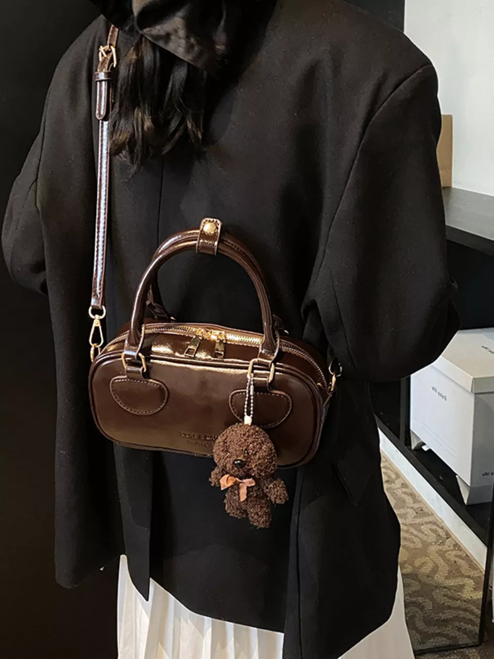 Vintage Style Crossbody Bag with Charm, image 4