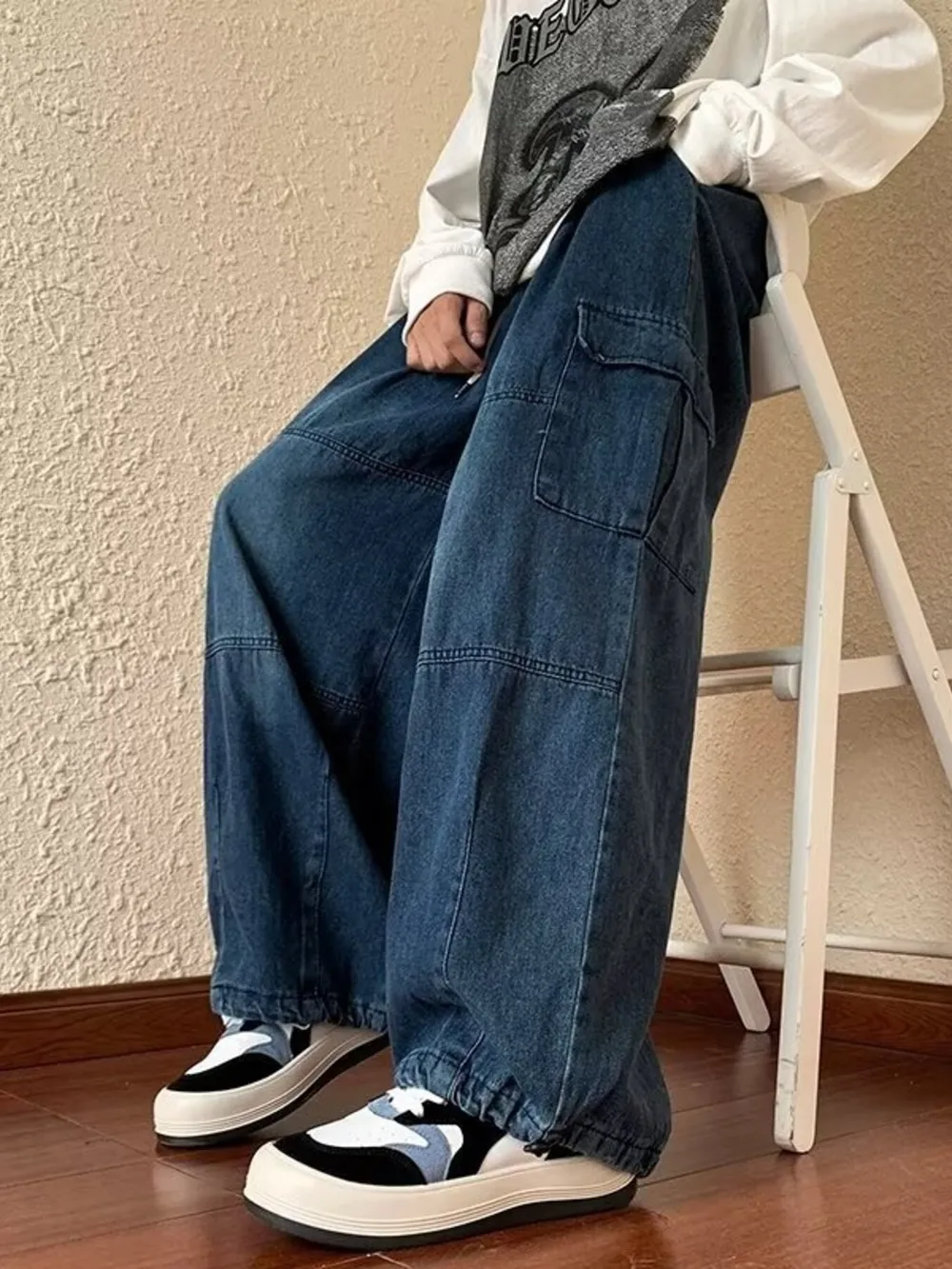 Men's Full Size Loose Fit Cargo Jeans Plus Size, image 5