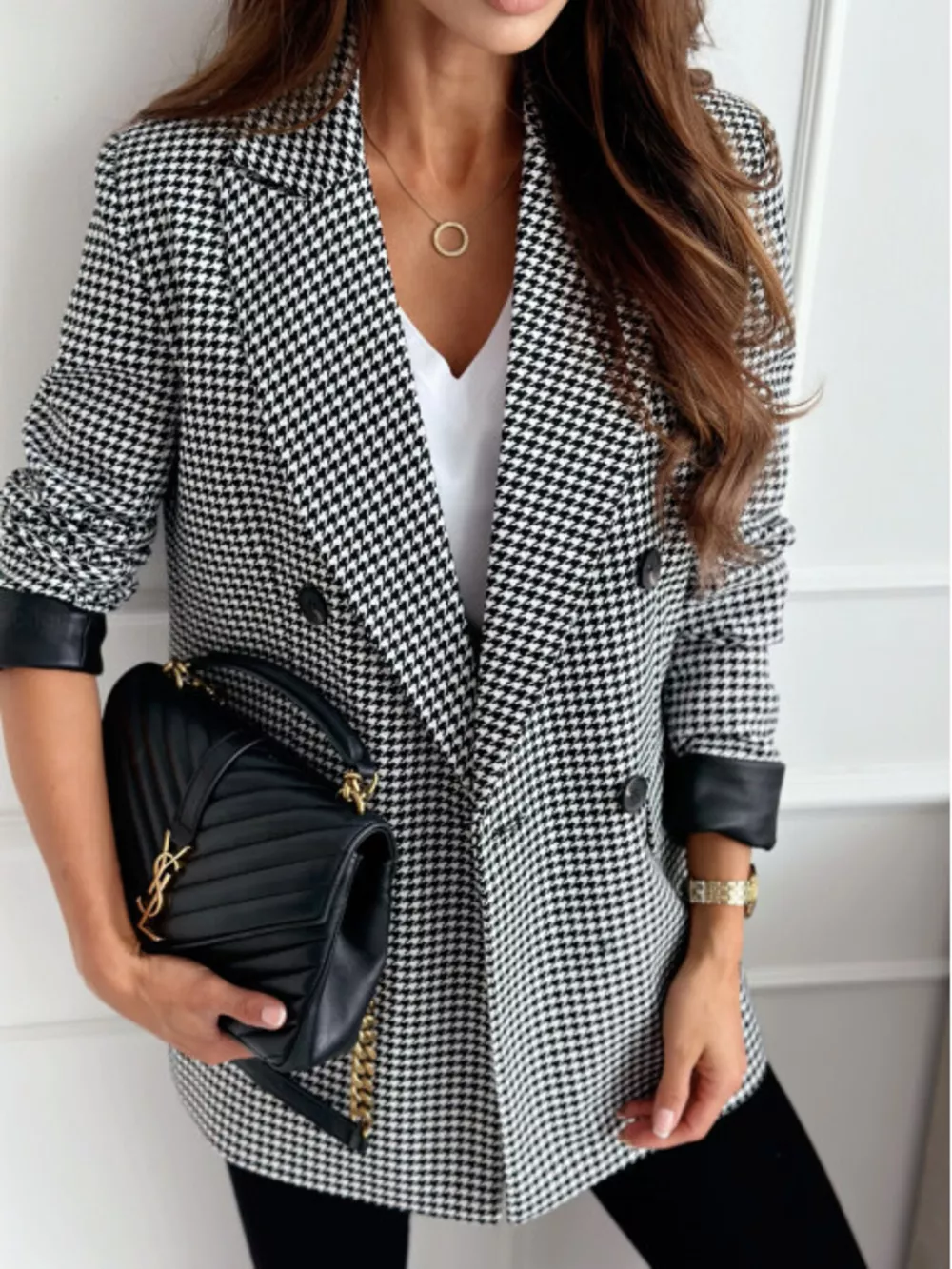 Lapel Collar Long Sleeve Blazer, image 5