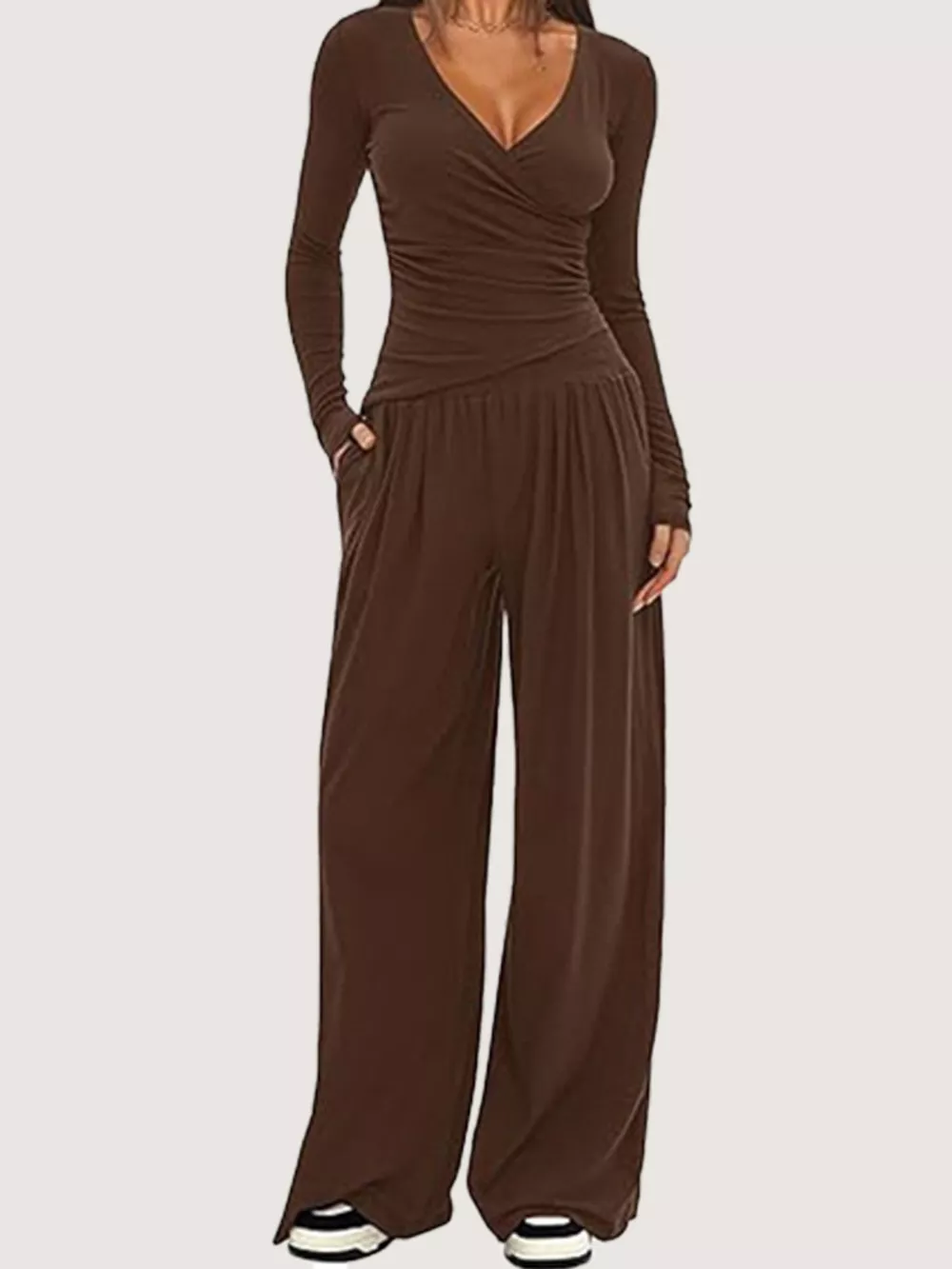 Casual Long Sleeve Top and Wide Leg Pants Set, image 9