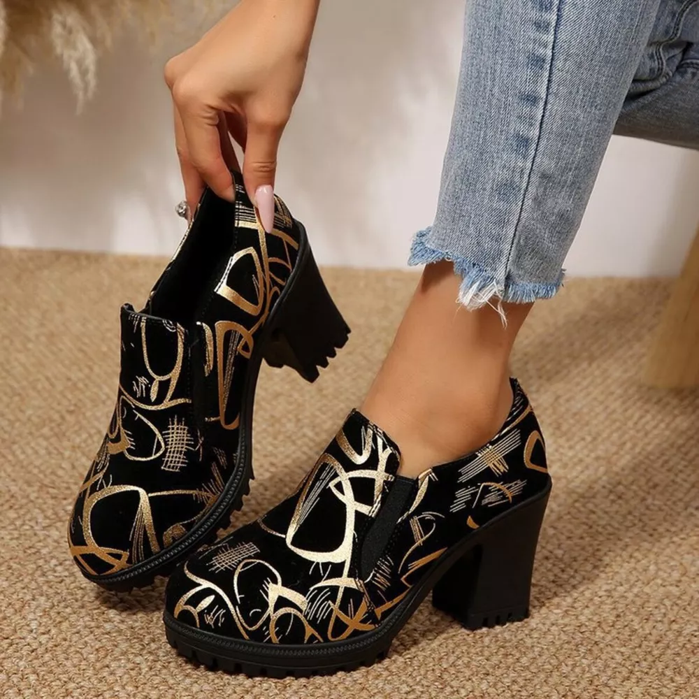 Round Toe Block Heels Pumps, image 3