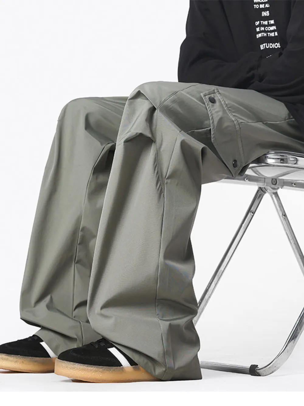 Men's Plus Size Drawstring Wide Leg Cargo Pants, image 5