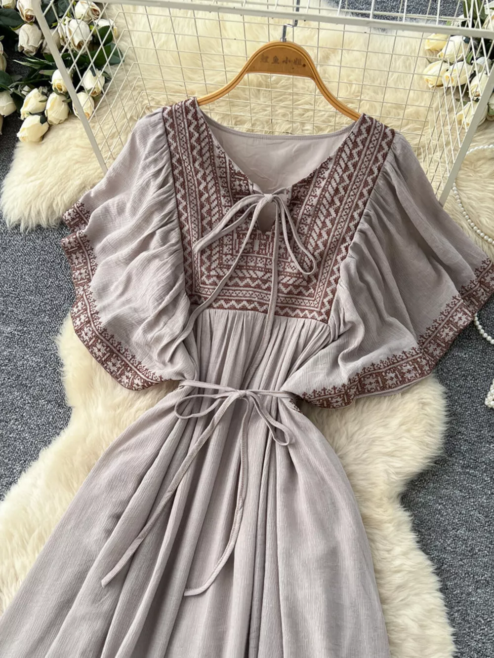 Tie Neck Short Sleeve Dress, image 25