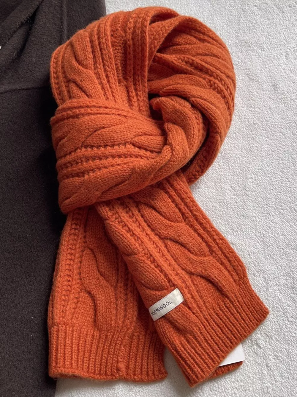 Wool Cable Knit Winter Scarf, image 9