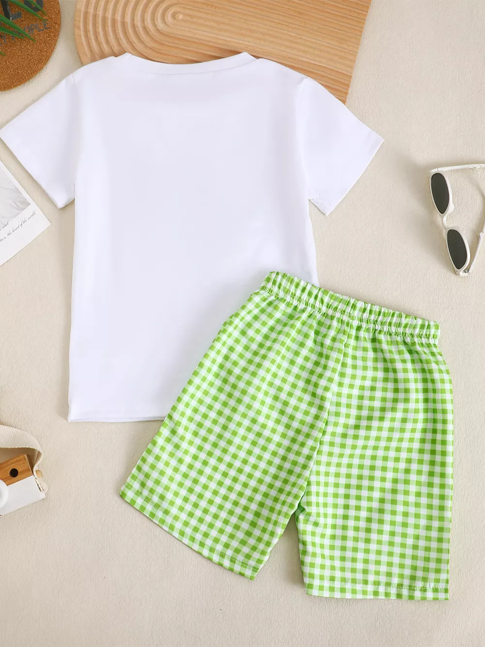 Children's Golf Cart Print T-Shirt and Gingham Shorts Set, image 4