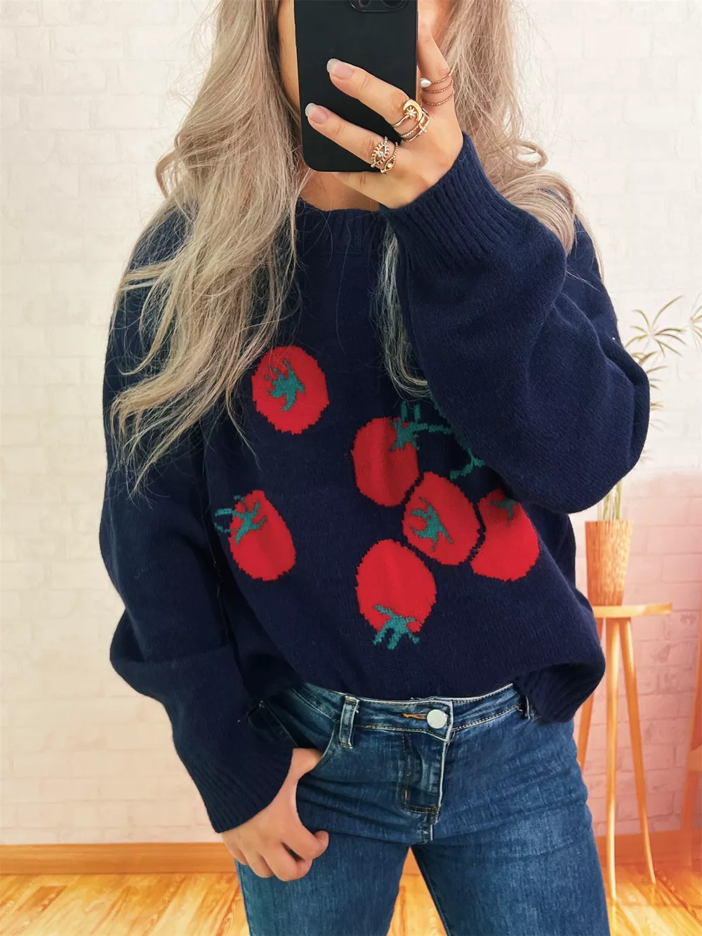 Persimmon Round Neck Long Sleeve Sweater, image 10