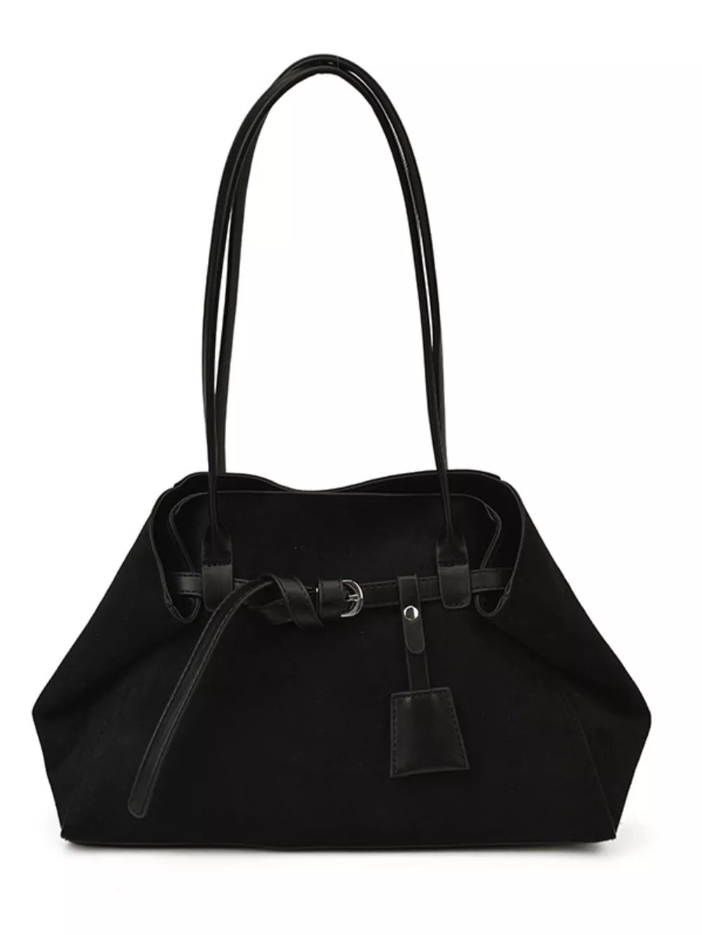 Suede Decorative Belt Buckle Shoulder Bag, image 4