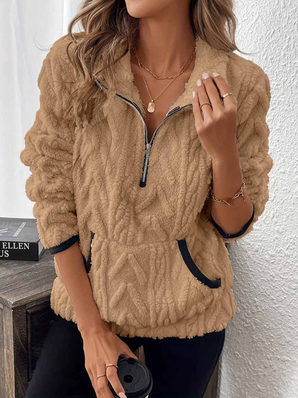 Cozy Sherpa Half Zip Sweatshirt, image 27