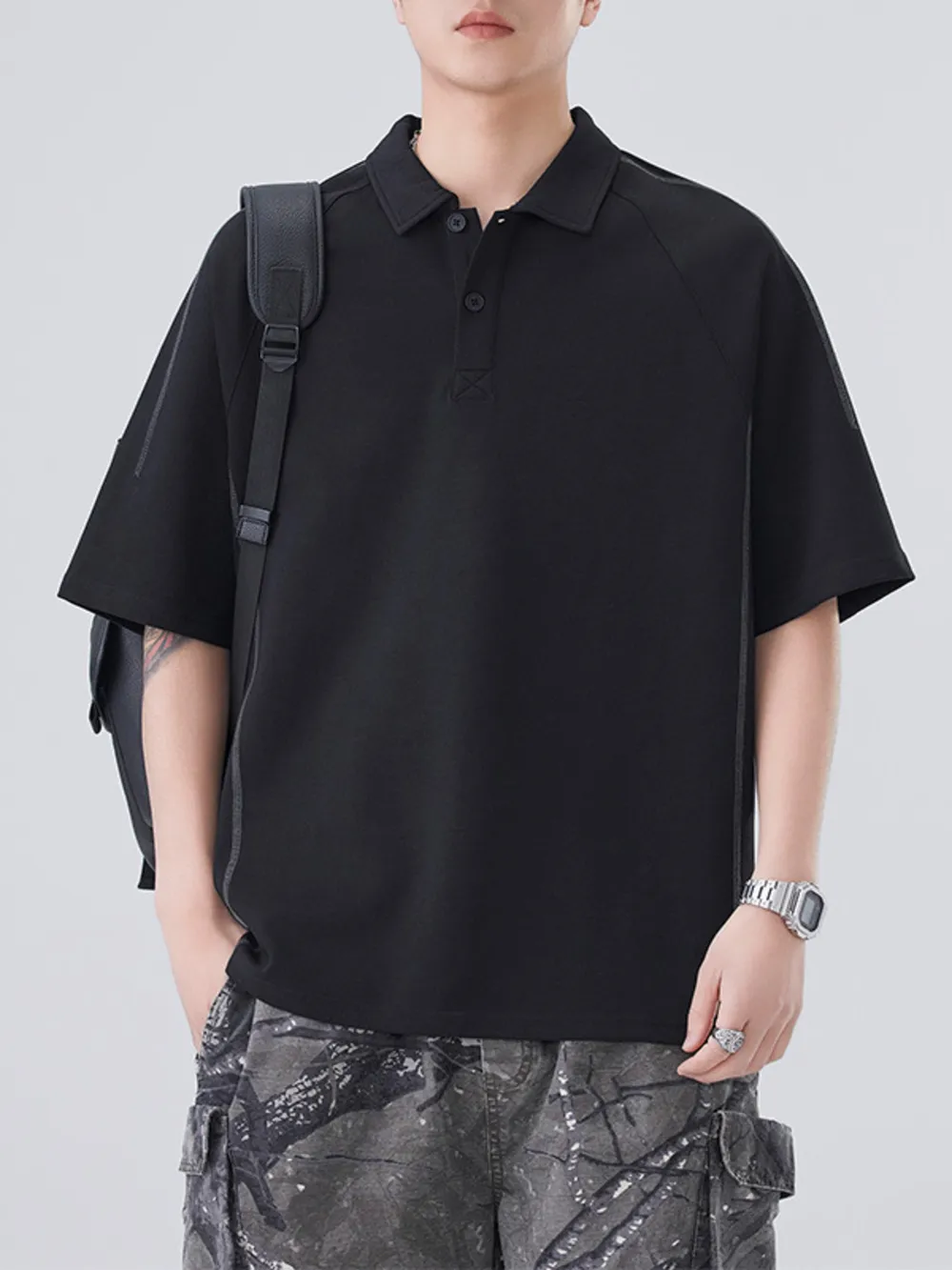 Men's Plus Size Button Detail Short Sleeve Polo