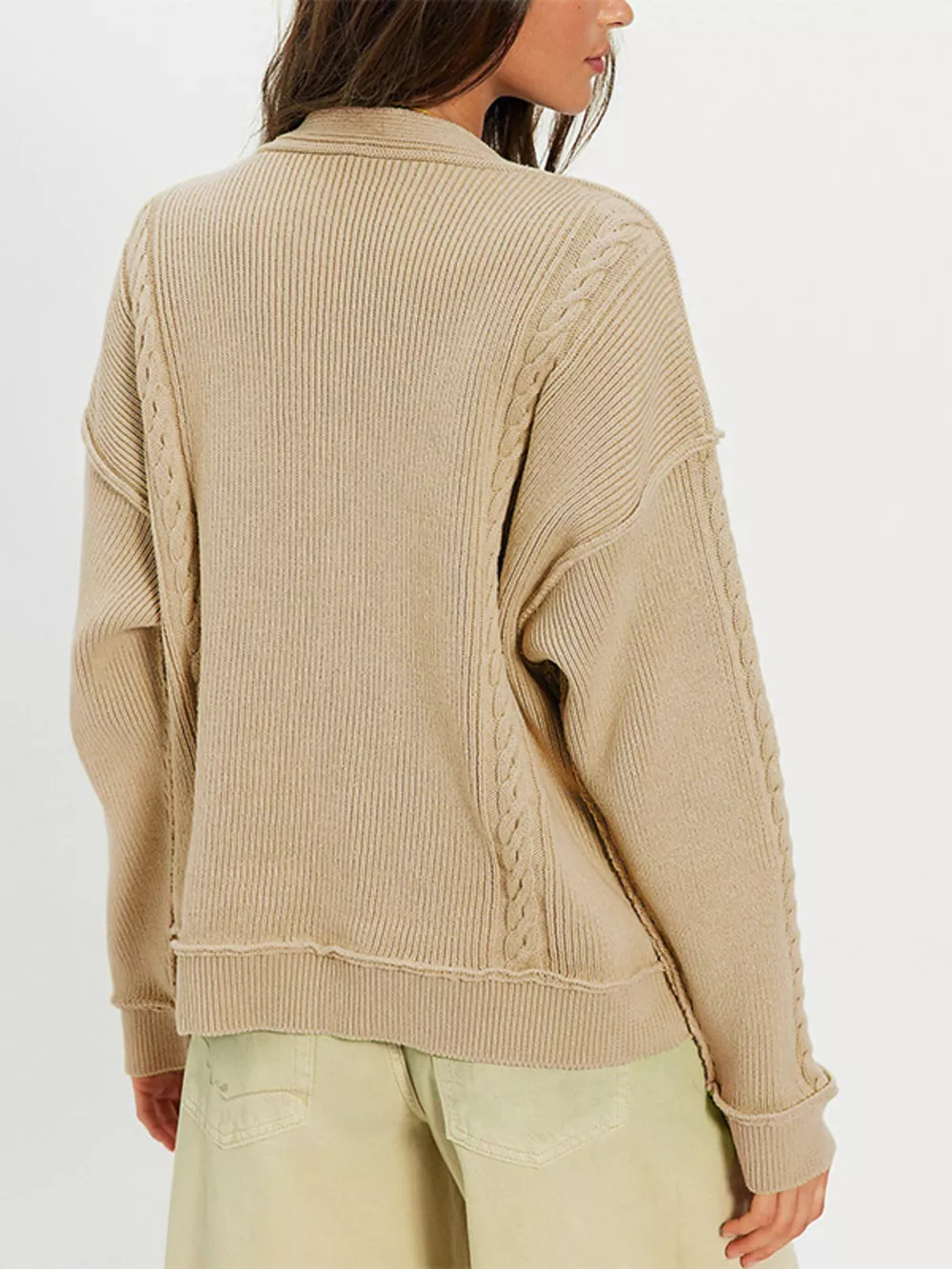 Double-Breasted Cable Knit Cardigan, image 5