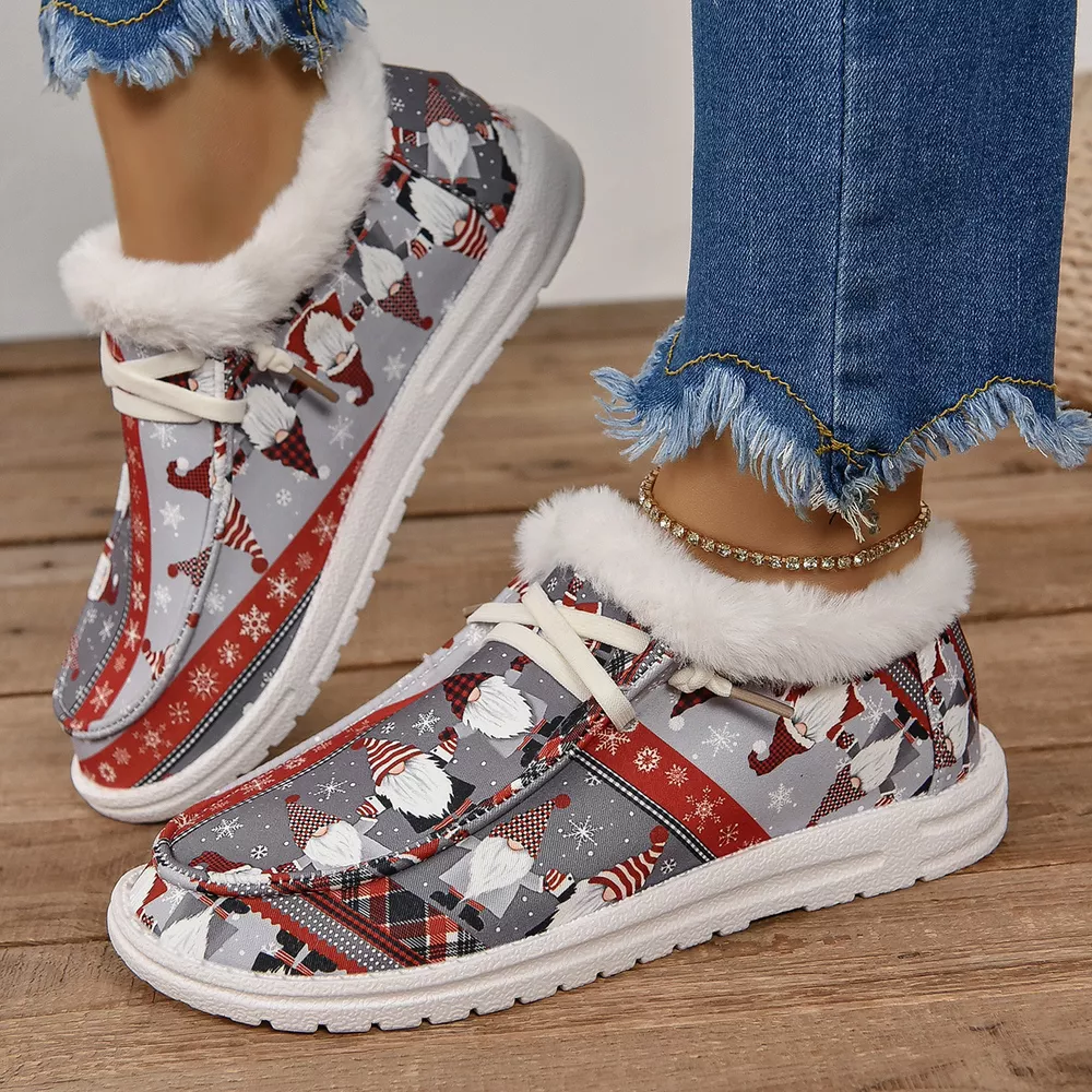 Christmas Print Round Toe Sneakers, image 3