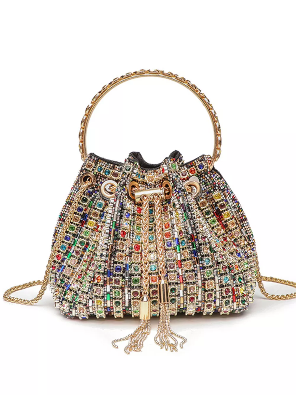 Rhinestone Embellished Bucket Crossbody Bag, image 10