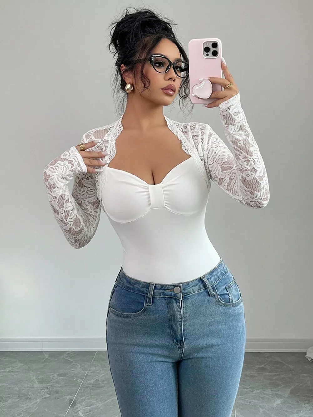 Lace Sleeve Long Sleeve T-Shirt, image 7