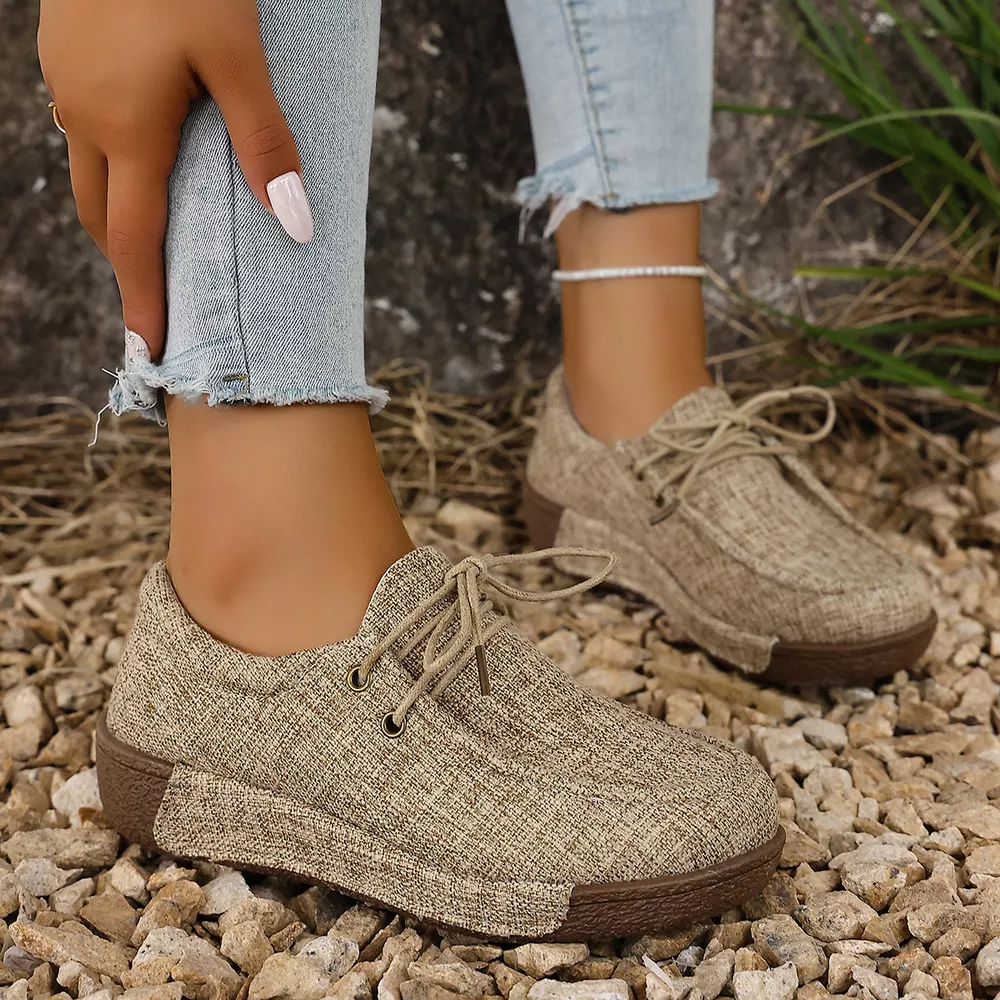 Round Toe Lace-Up Sneakers, image 4
