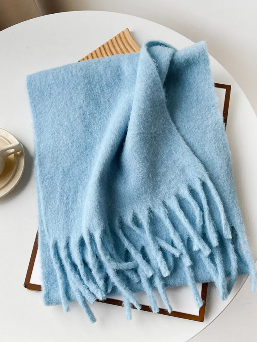 Fringe Solid Color Scarf, image 2