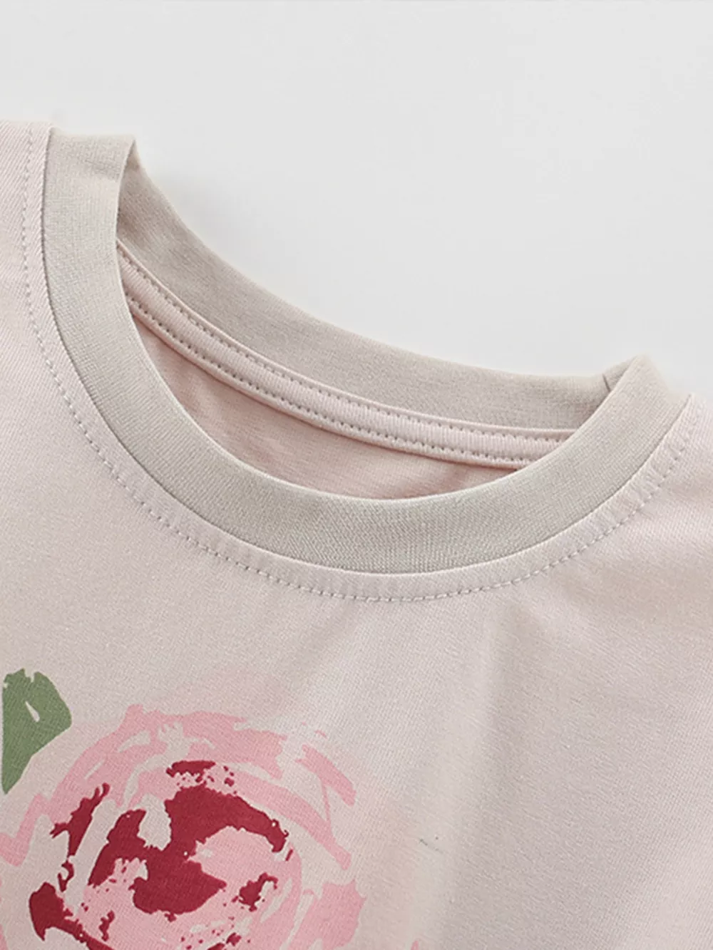 Children's Flower Round Neck Tee and Shorts Set, image 2